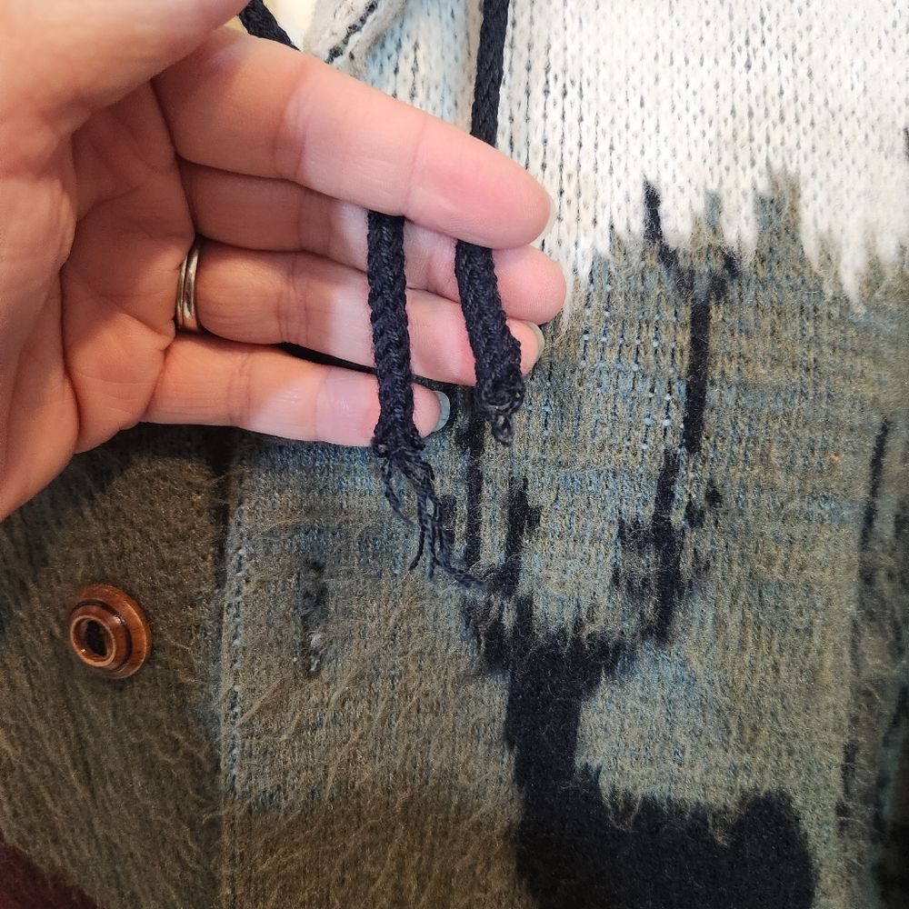 Ruminahui Alpaca Wool Stag Patterned Oversized Cardigan - Picture 4 of 7